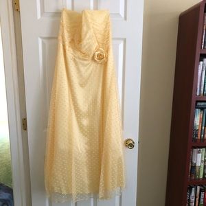 Jessica McClintock Yellow Polka Dot Overlay Gown